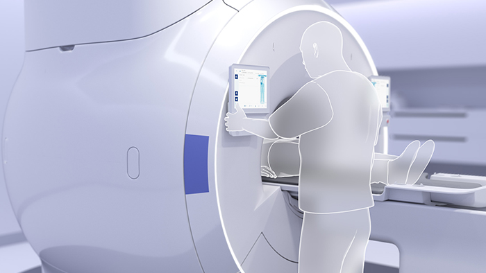 検査室内で検査開始